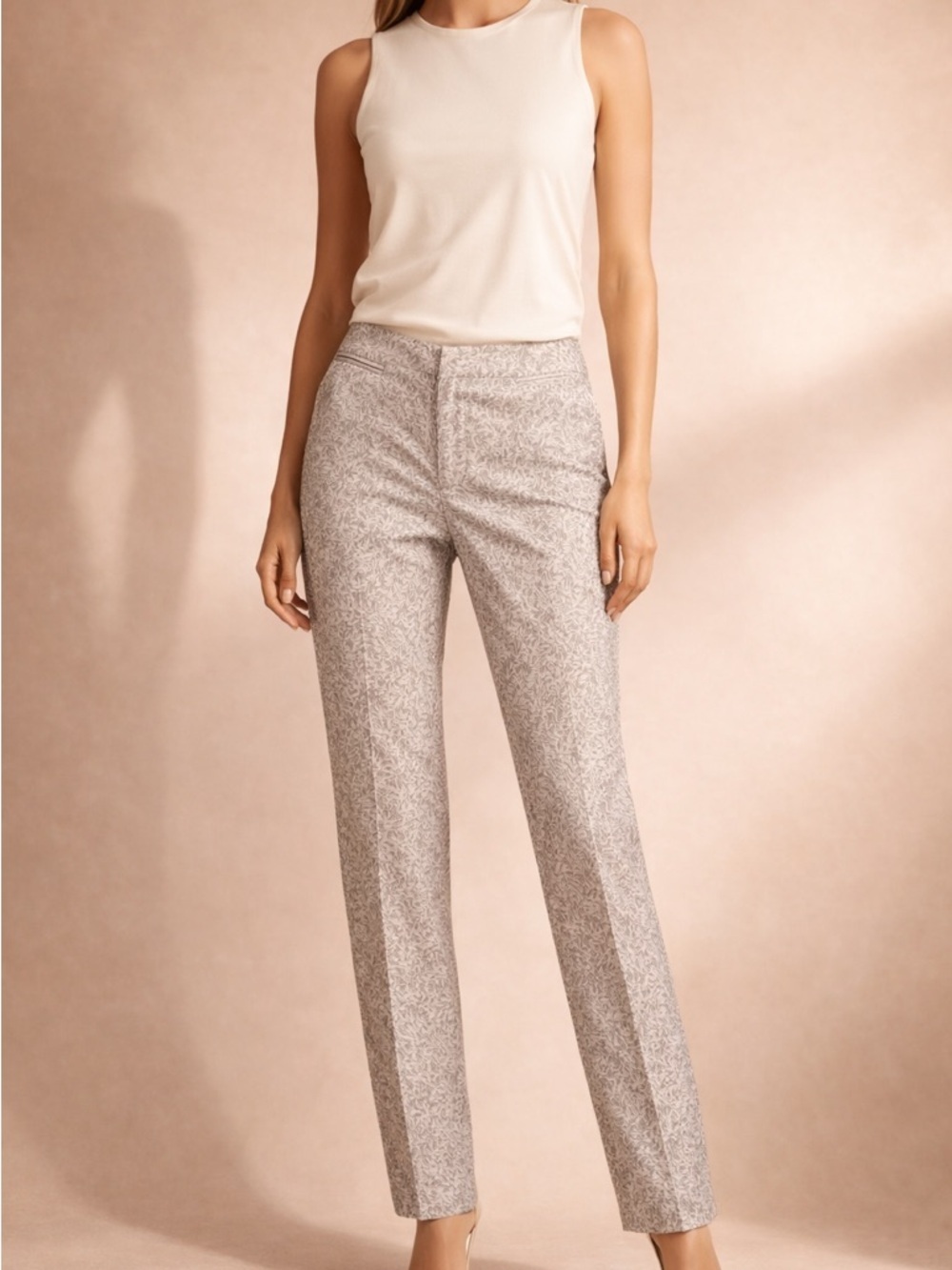 adidas Women's Straight-Leg Textured Taupe Trousers